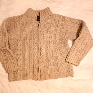 Iniscraft tan wool zip up warm winter sweater.